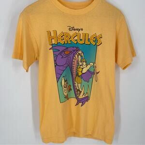 Disney Hercules T-shirt Light Orange Front Graphic 1997 Film Cotton Small